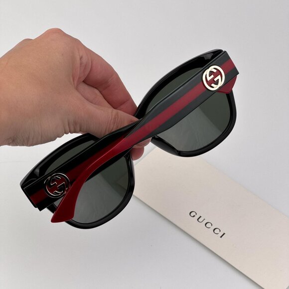 Gucci Women’s Sunglasses – Black/Green Butterfly Frame Grey Lenses GG1866SK 001 main image 7
